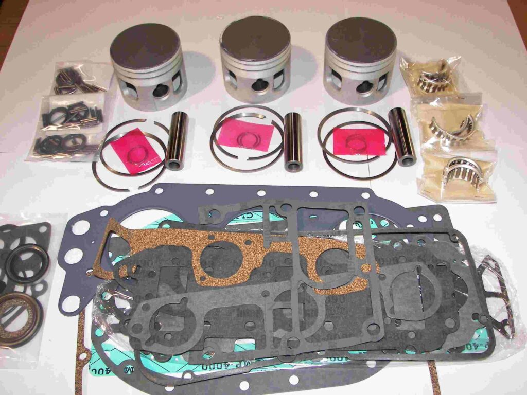 A table with some parts of the engine and its components.