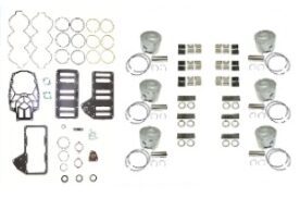 A set of various parts for the front end of a car.