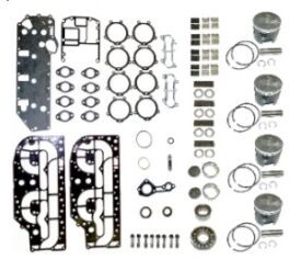 A group of engines and parts laid out in a diagram.