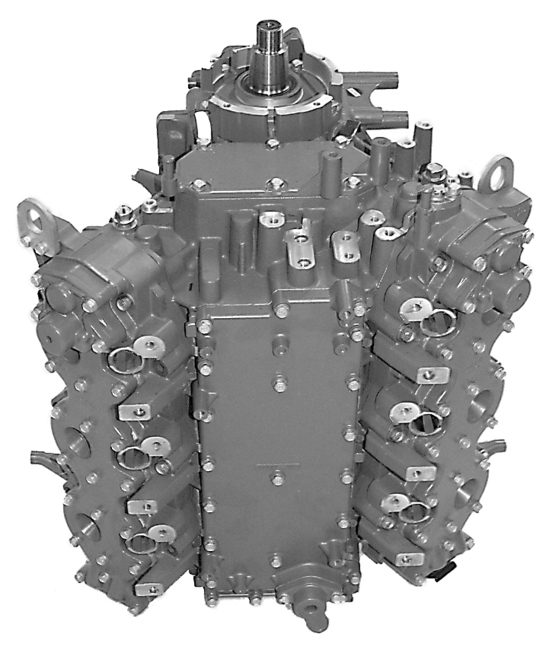 A large engine with many valves on it.