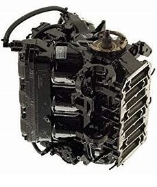 A black engine with many parts on it