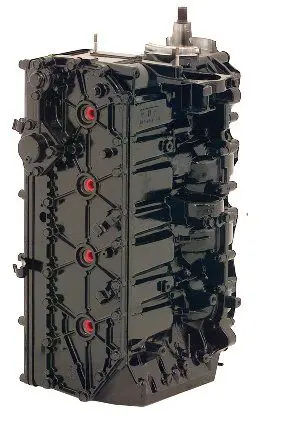 A black engine block with red and white buttons.